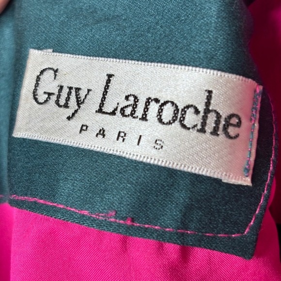 Guy Laroche Paris Dress Size M/L Color Block Novelty Buttons 90s‎ Y2K Vintage - Picture 11 of 12